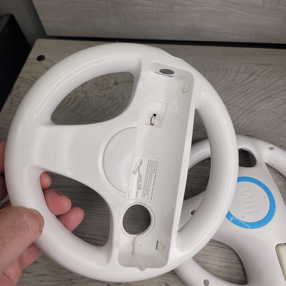 Nintendo Wii Steering Wheel Controller White Blue 2 Pack - Used - Picture 2 of 5